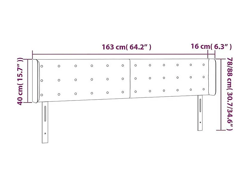 Tête de lit à LED Marron foncé 163x16x78-88 Tissu
