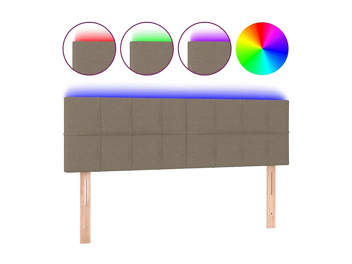 Tête de lit à LED Taupe 144x5x78-88 Tissu