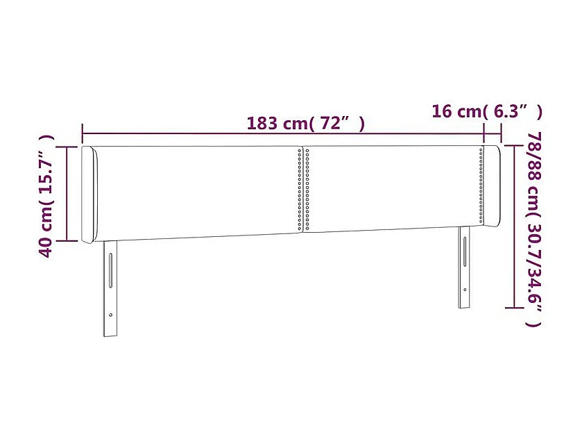 Tête de lit à LED Bleu 183x16x78-88 Tissu