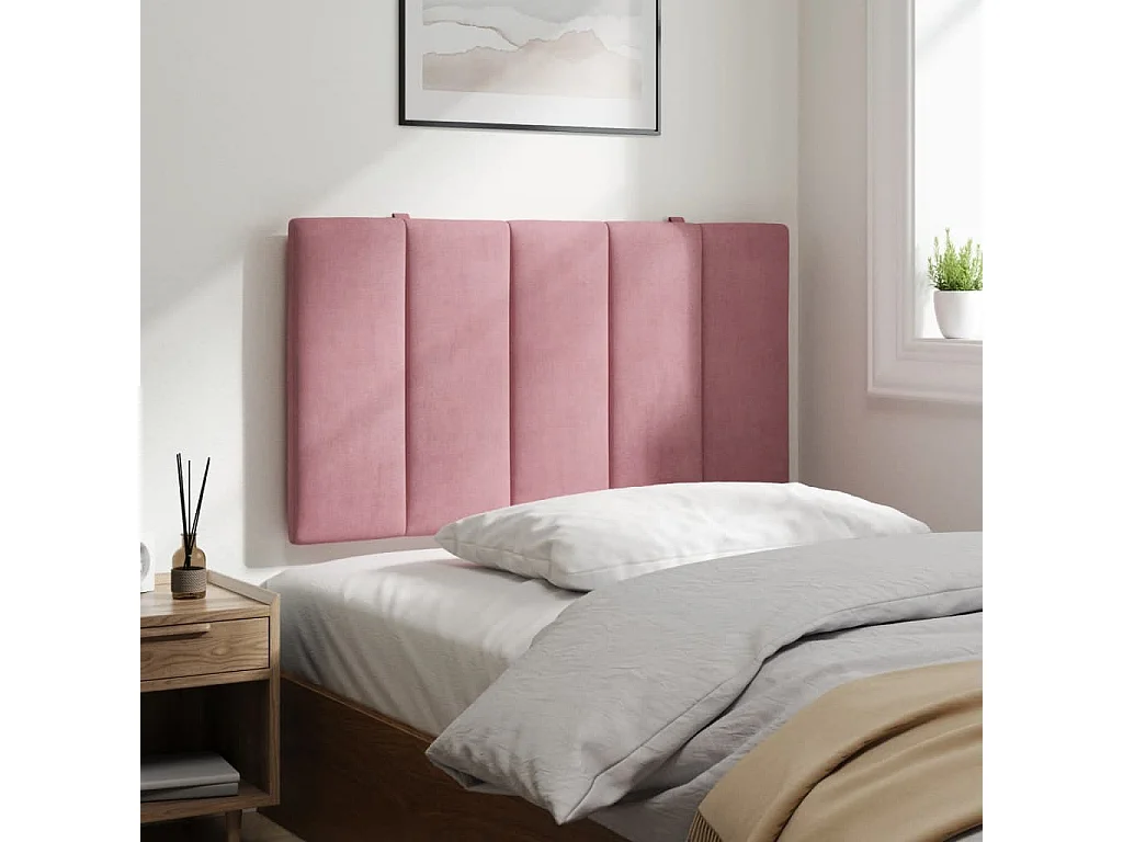 Coussin de tête de lit rose 90cm velours