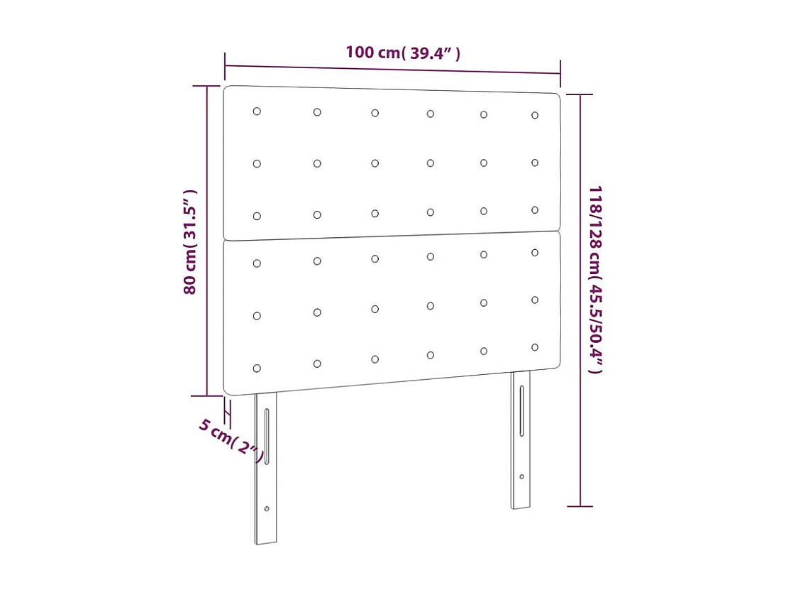 Tête de lit à LED Noir 100x5x118-128 Similicuir