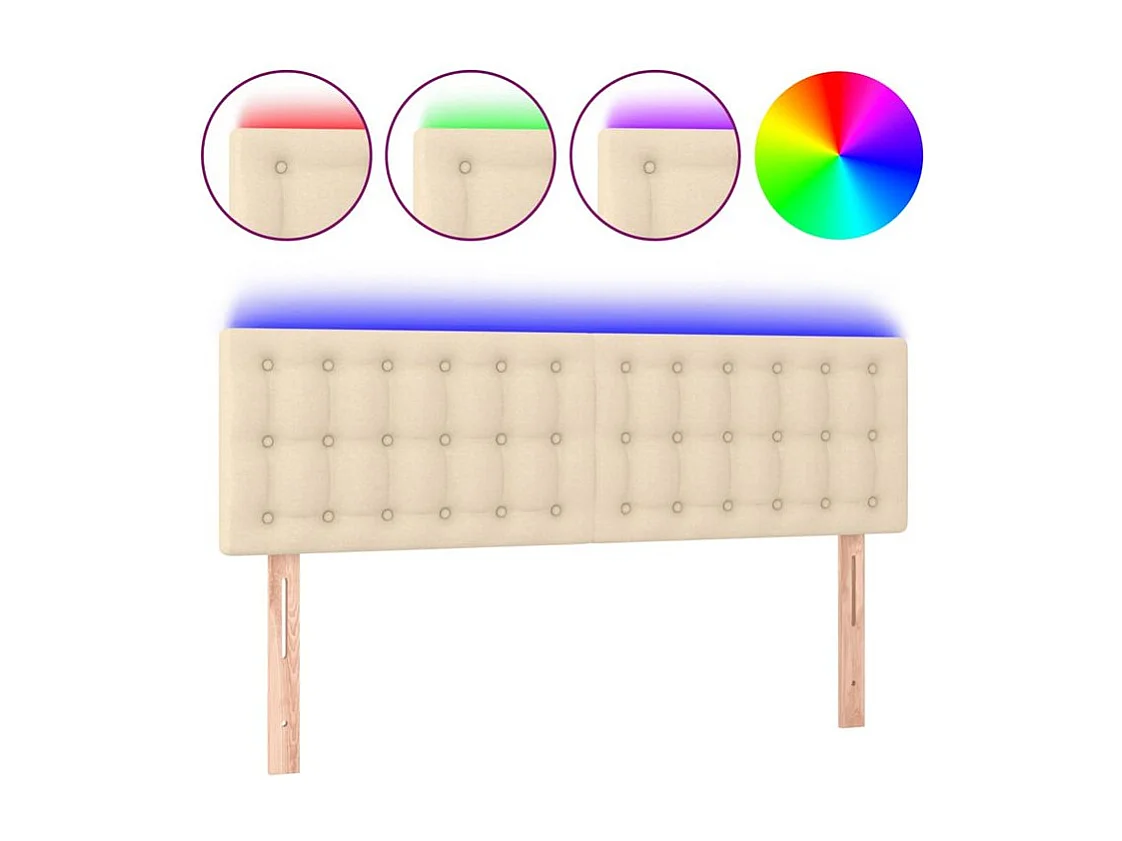 Tête de lit à LED Crème 144x5x78-88 Tissu