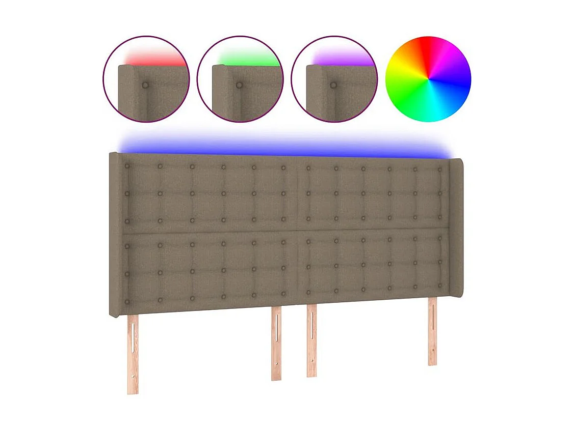 Tête de lit à LED Taupe 163x16x118-128 Tissu