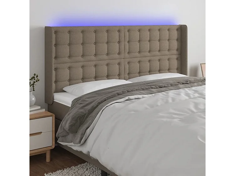 Tête de lit à LED Taupe 163x16x118-128 Tissu
