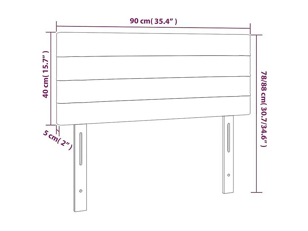 Tête de lit à LED Gris clair 90x5x78-88 Velours
