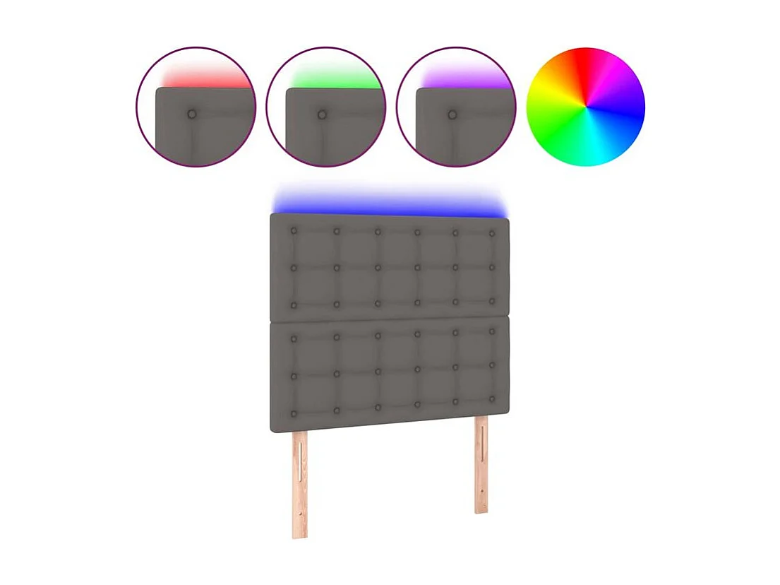 Tête de lit à LED Gris 90x5x118-128 Similicuir