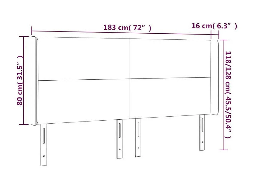 Tête de lit à LED Bleu 183x16x118-128 Tissu
