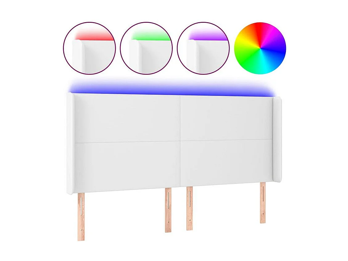 Tête de lit à LED Blanc 203x16x118-128 Similicuir