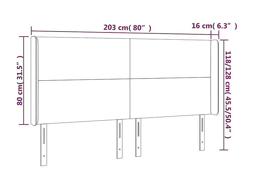 Tête de lit à LED Blanc 203x16x118-128 Similicuir