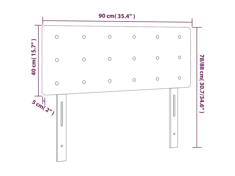 Tête de lit à LED Gris clair 90x5x78-88 Velours