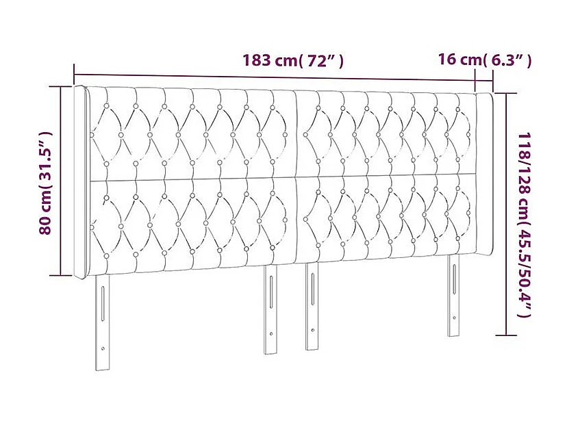 Tête de lit à LED Crème 183x16x118-128 Tissu