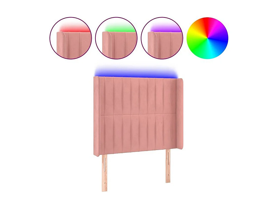 Tête de lit à LED Rose 93x16x118-128 Velours