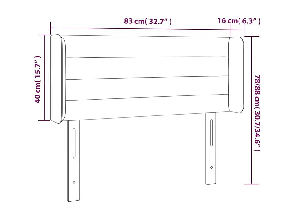 Tête de lit à LED Gris clair 83x16x78-88 Velours