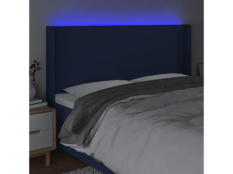 Tête de lit à LED Bleu 203x16x118-128 Tissu