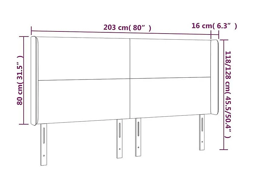 Tête de lit à LED Bleu 203x16x118-128 Tissu