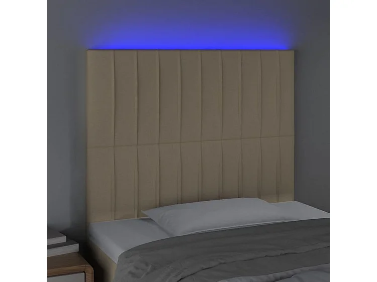 Tête de lit à LED Crème 100x5x118-128 Tissu