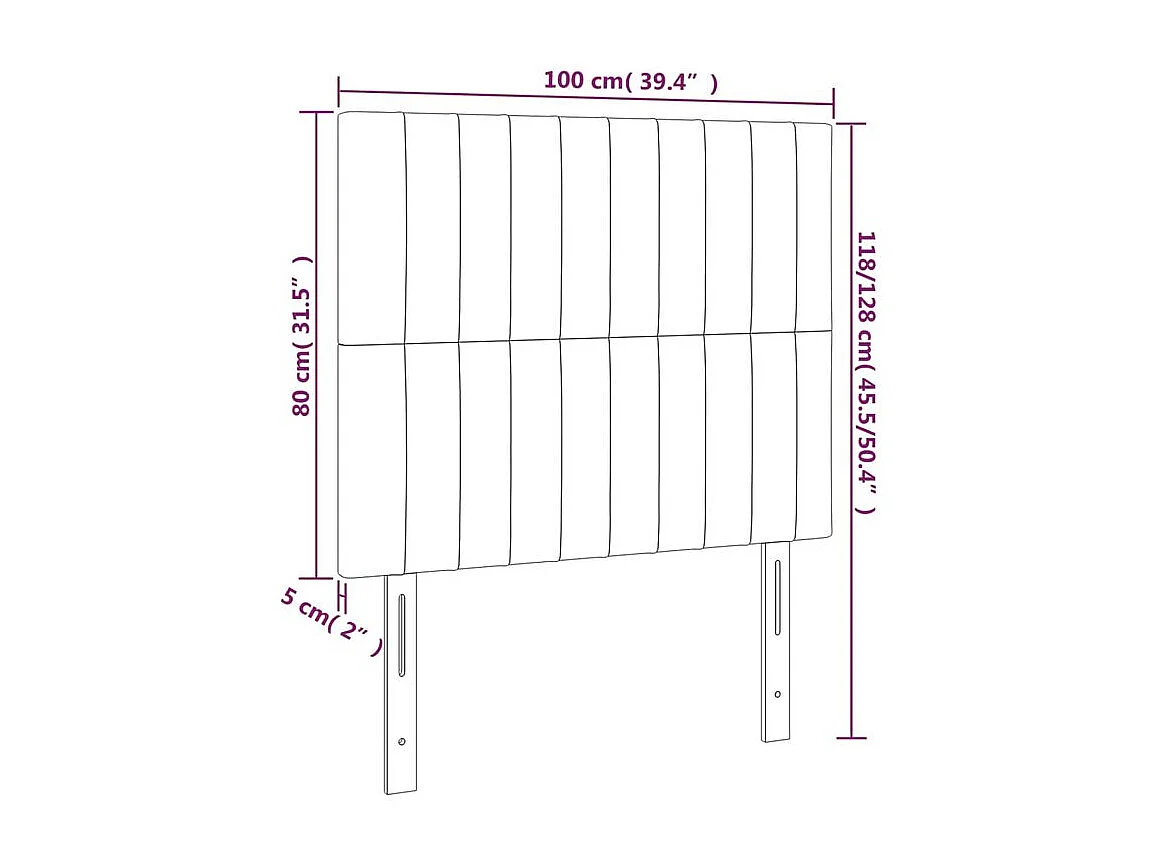 Tête de lit à LED Crème 100x5x118-128 Tissu