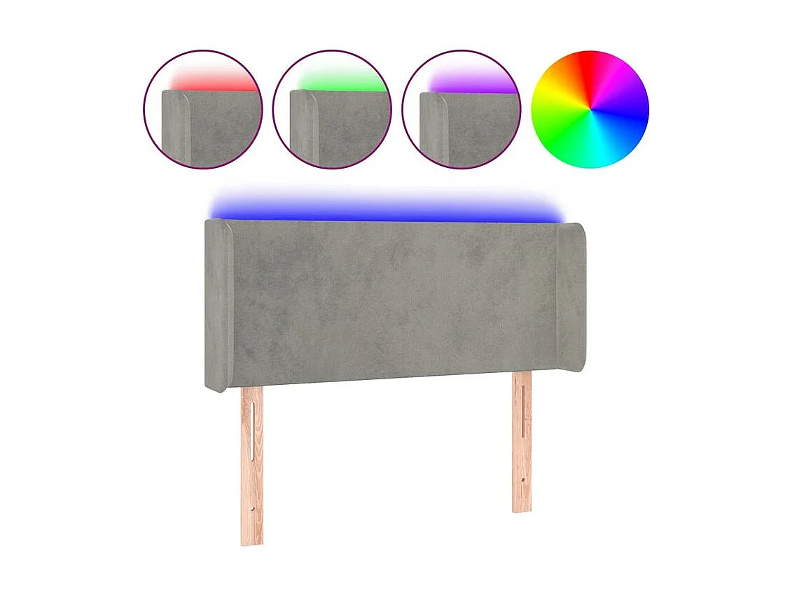 Tête de lit à LED Gris clair 103x16x78-88 Velours