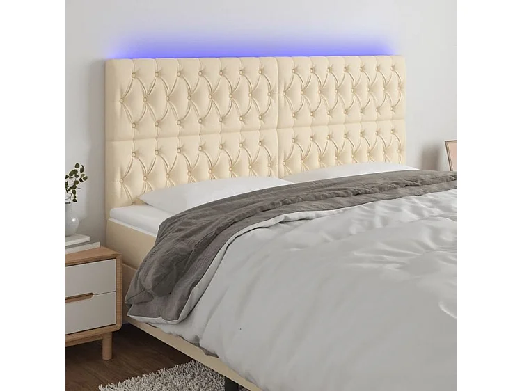 Tête de lit à LED Crème 180x7x118-128 Tissu