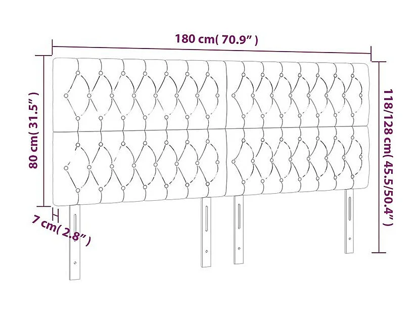 Tête de lit à LED Crème 180x7x118-128 Tissu