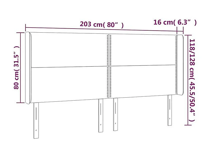 Tête de lit à LED Blanc 203x16x118-128 Similicuir