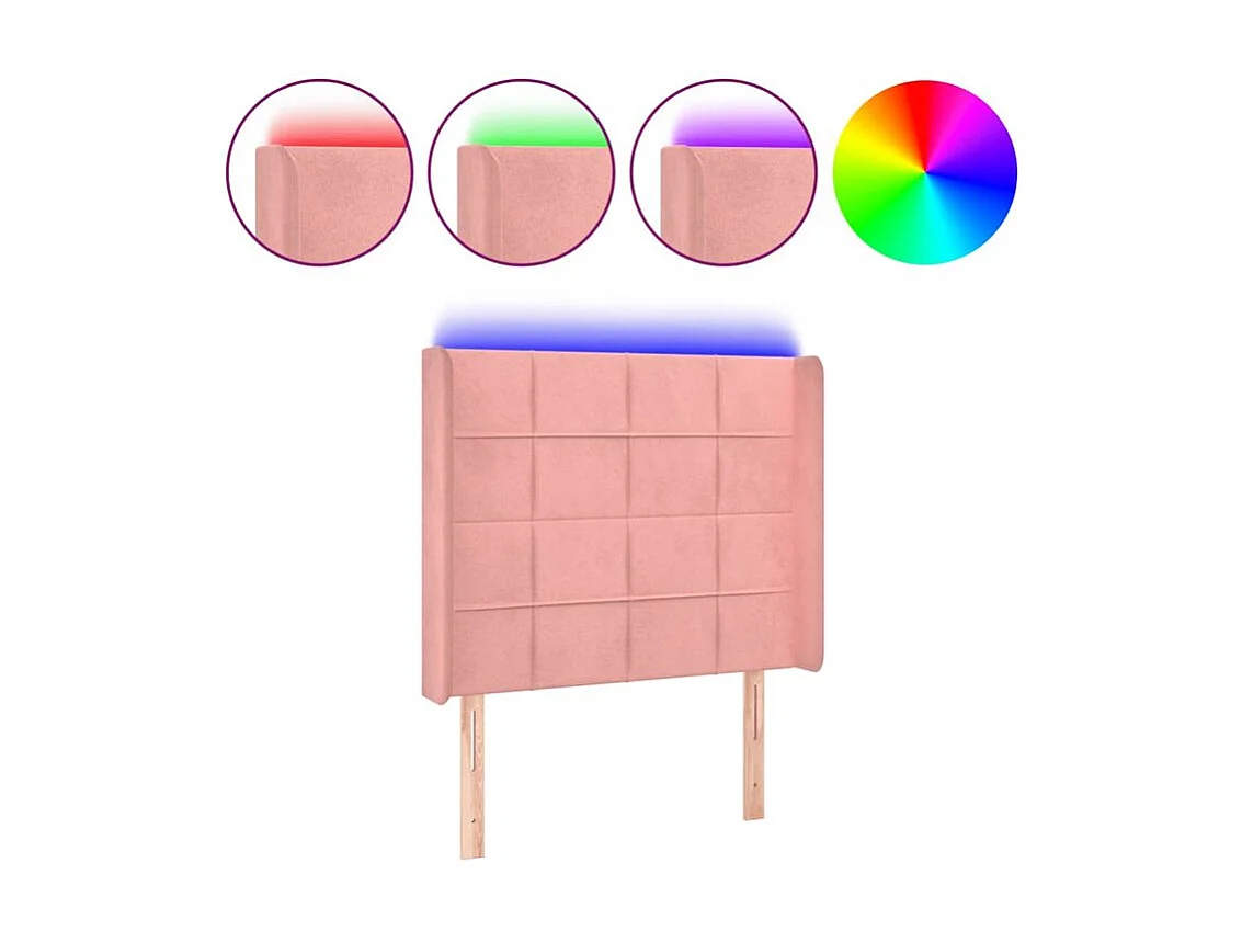 Tête de lit à LED Rose 83x16x118-128 Velours