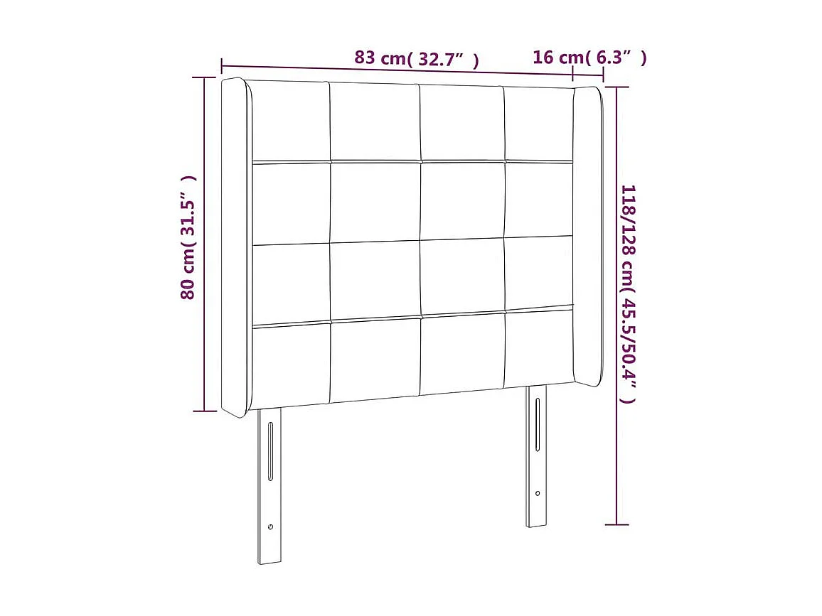 Tête de lit à LED Rose 83x16x118-128 Velours