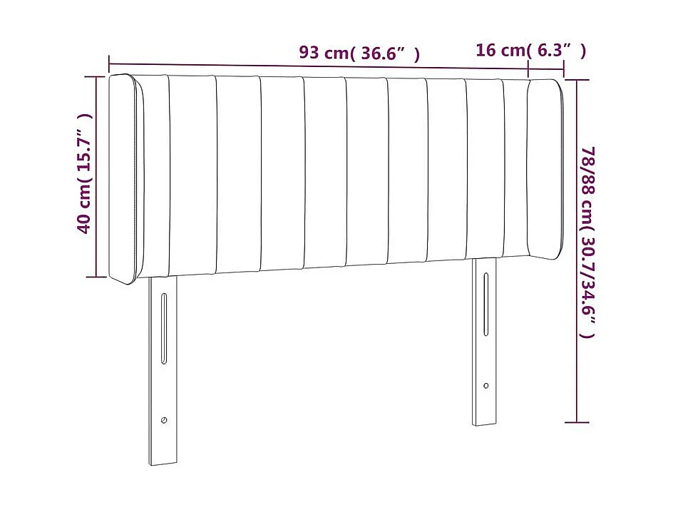 Tête de lit à LED Gris clair 93x16x78-88 Velours