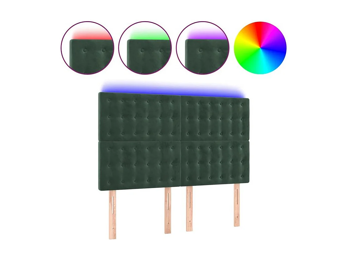 Tête de lit à LED Vert foncé 144x5x118-128 Velours