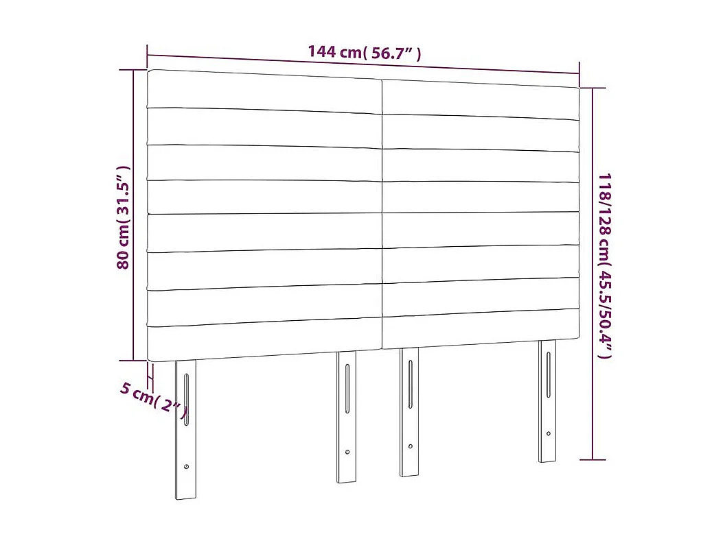 Tête de lit à LED Vert foncé 144x5x118-128 Velours