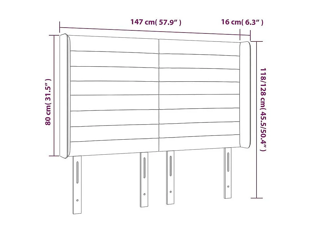 Tête de lit à LED Gris clair 147x16x118-128 Tissu