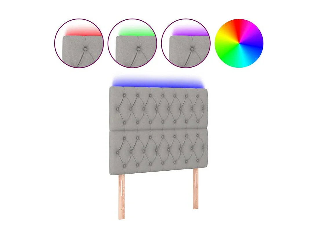 Tête de lit à LED Gris clair 100x7x118-128 Tissu