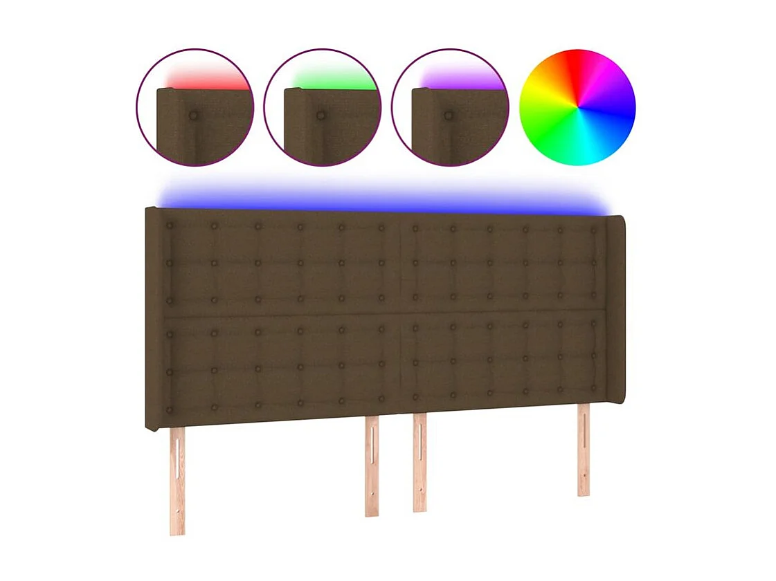 Tête de lit à LED Marron foncé 163x16x118-128 Tissu