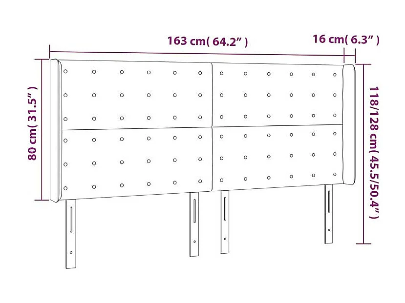 Tête de lit à LED Marron foncé 163x16x118-128 Tissu