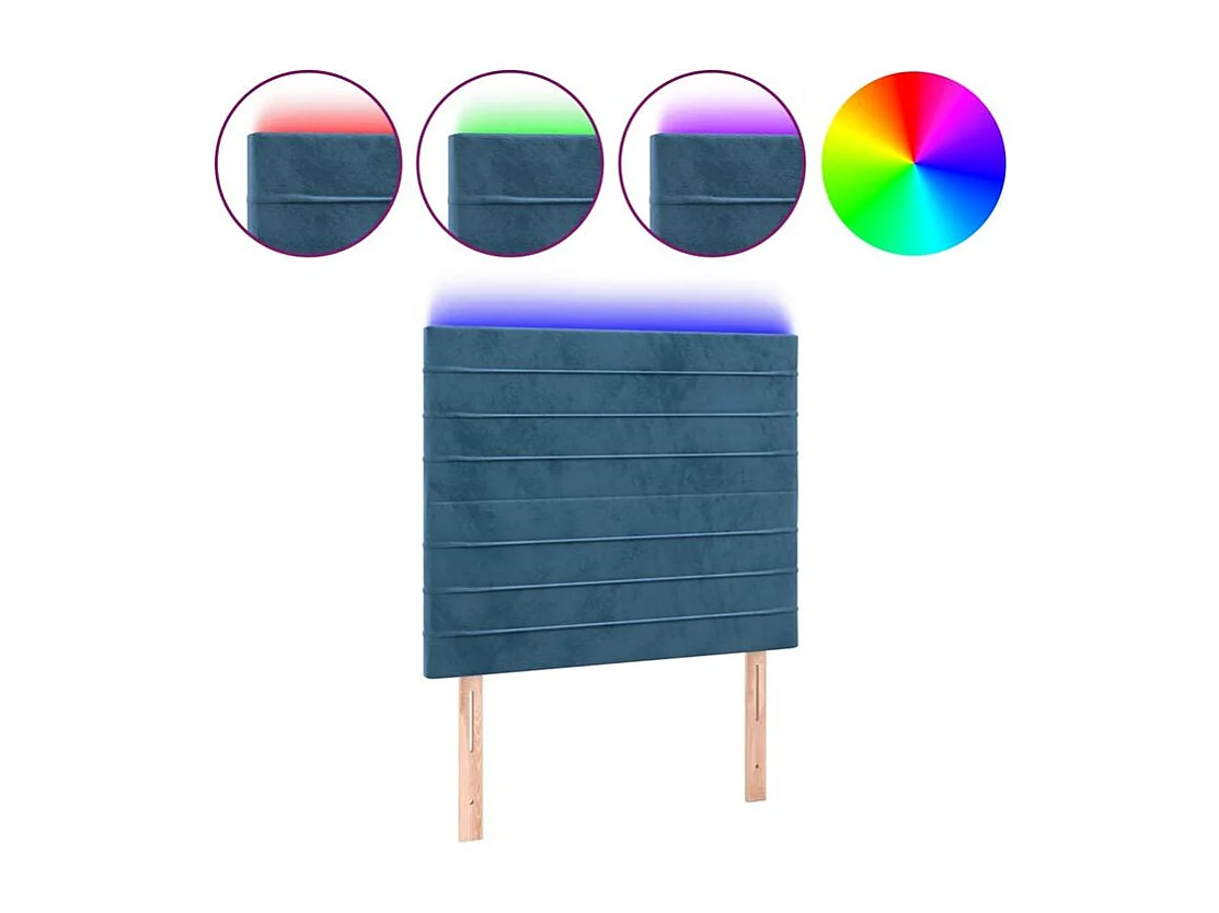 Tête de lit à LED Bleu foncé 80x5x118-128 Velours