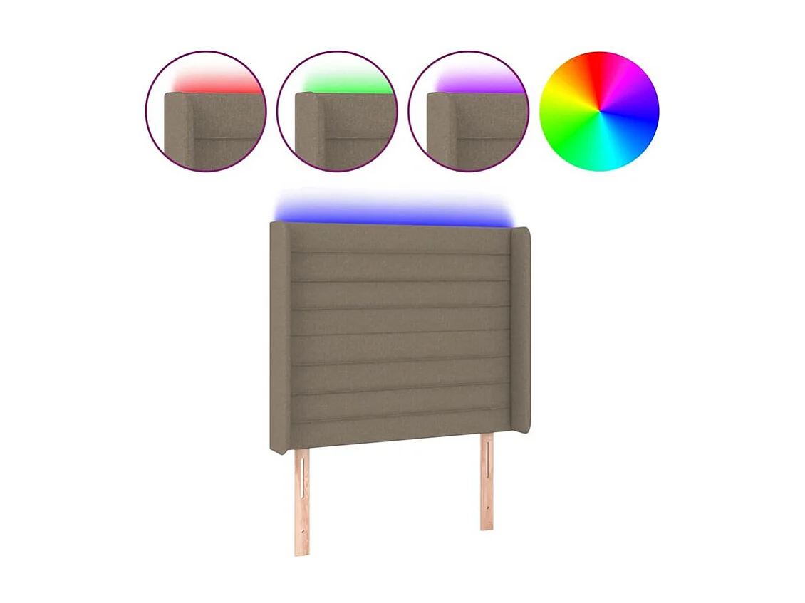 Tête de lit à LED Taupe 83x16x118-128 Tissu