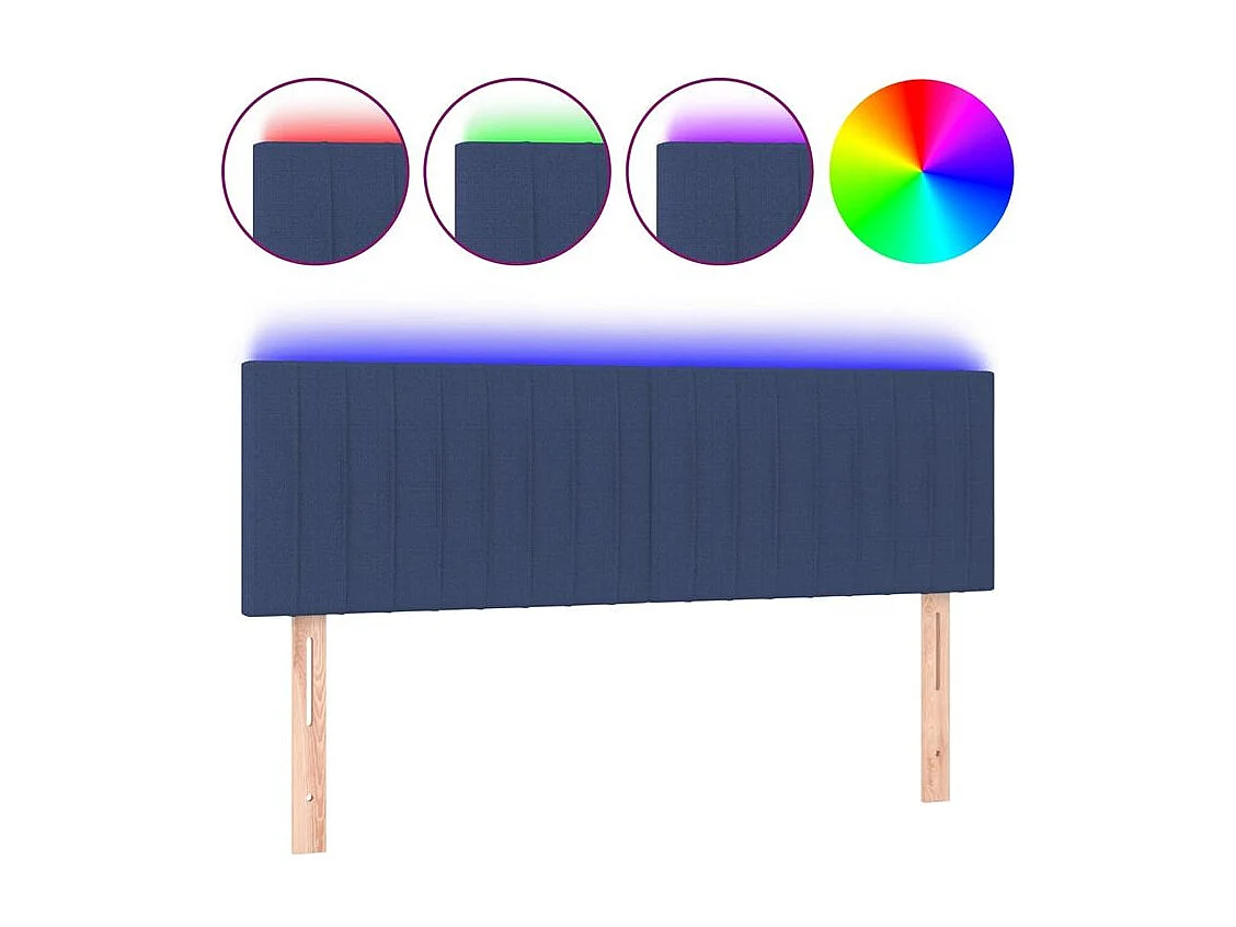 Tête de lit à LED Bleu 144x5x78-88 Tissu