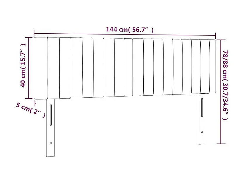 Tête de lit à LED Bleu 144x5x78-88 Tissu