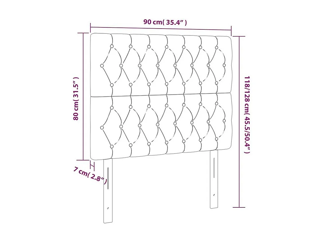 Tête de lit à LED Gris foncé 90x7x118-128 Velours