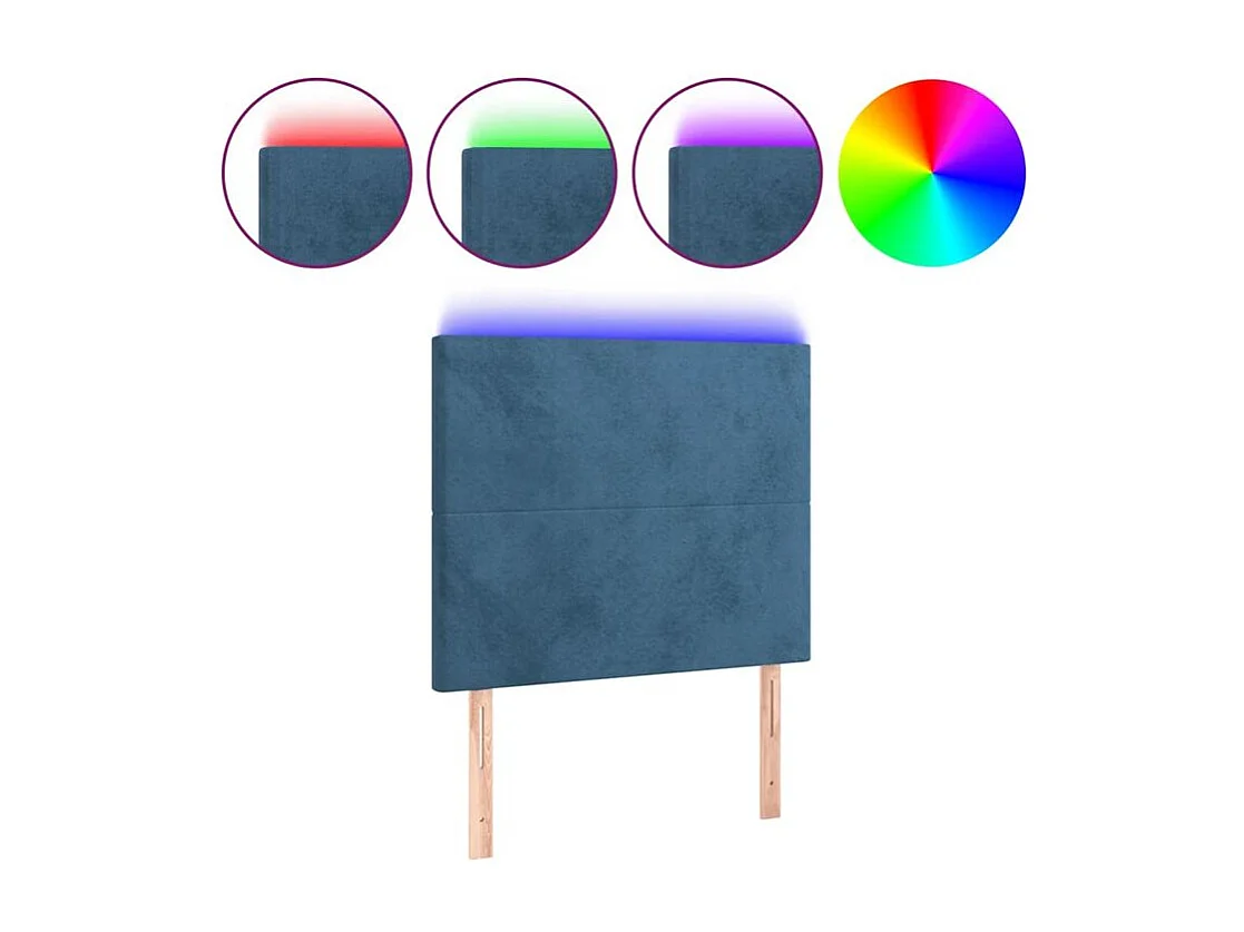 Tête de lit à LED Bleu foncé 100x5x118-128 Velours