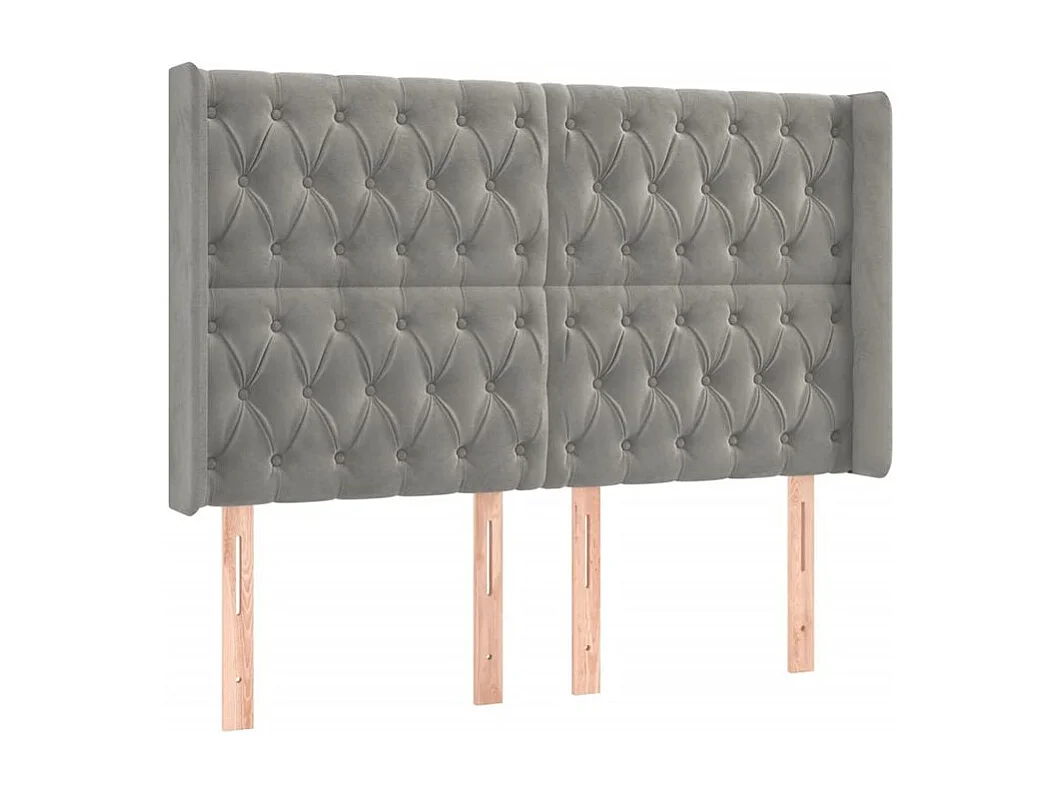 Tête de lit à LED Gris clair 163x16x118-128 Velours