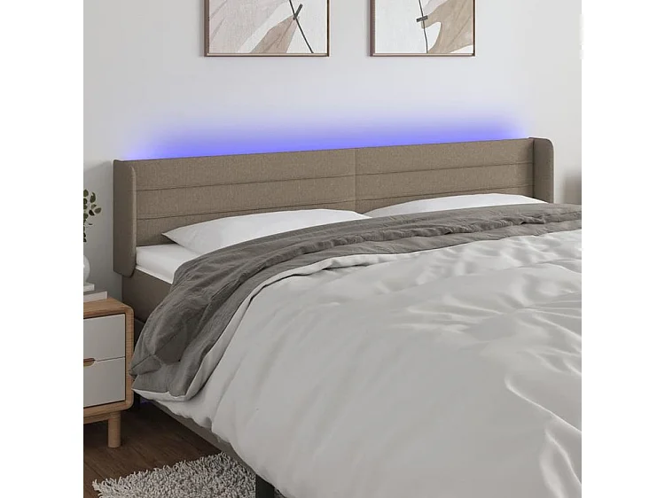 Tête de lit à LED Taupe 163x16x78-88 Tissu