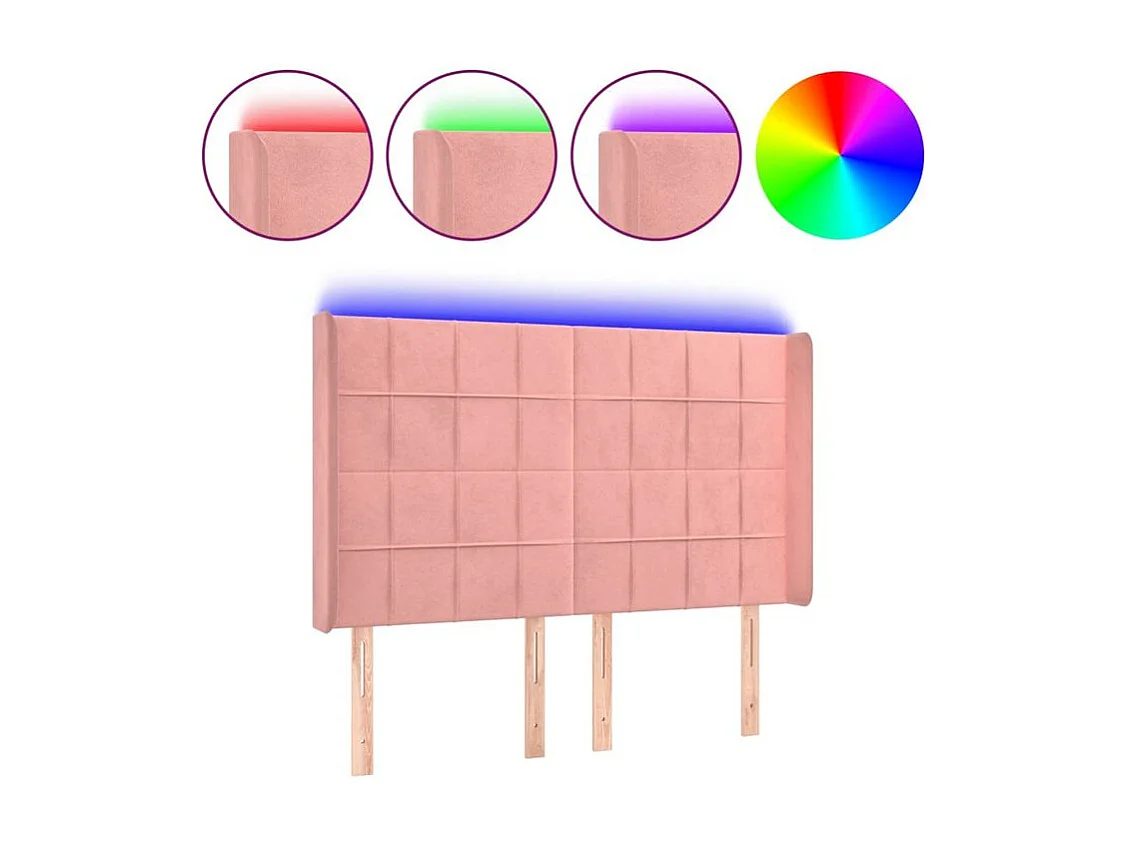 Tête de lit à LED Rose 147x16x118-128 Velours