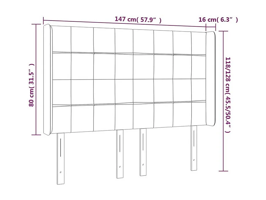 Tête de lit à LED Rose 147x16x118-128 Velours