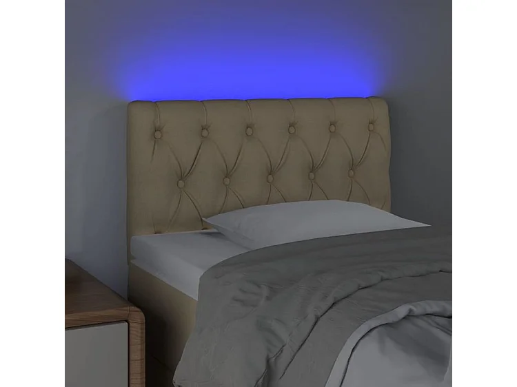 Tête de lit à LED Crème 80x7x78-88 Tissu