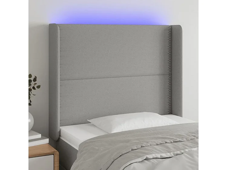 Tête de lit à LED Gris clair 103x16x118-128 Tissu