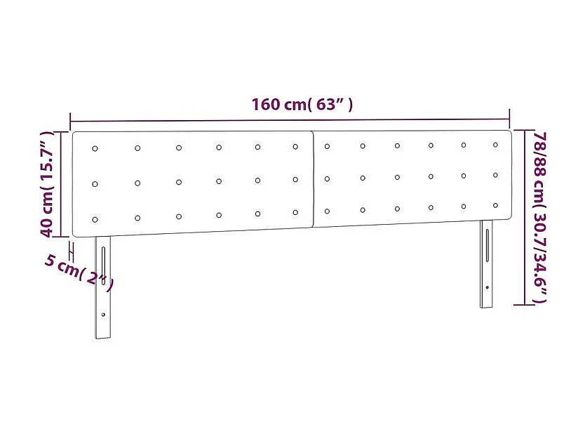 Tête de lit à LED Crème 160x5x78-88 Tissu