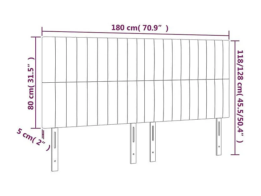 Tête de lit à LED Gris foncé 180x5x118-128 Velours