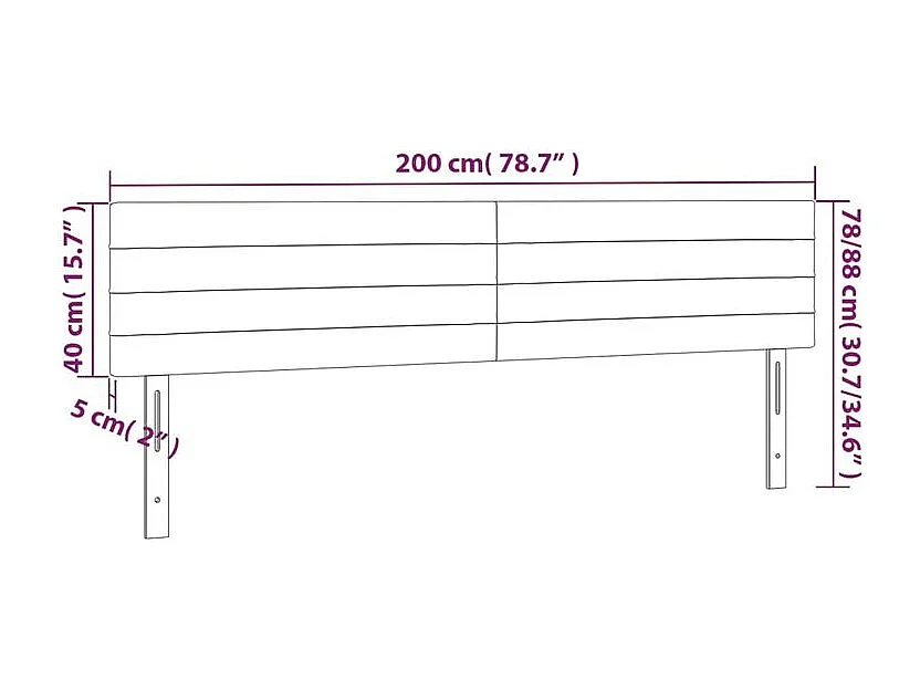 Tête de lit à LED Vert foncé 200x5x78-88 Velours