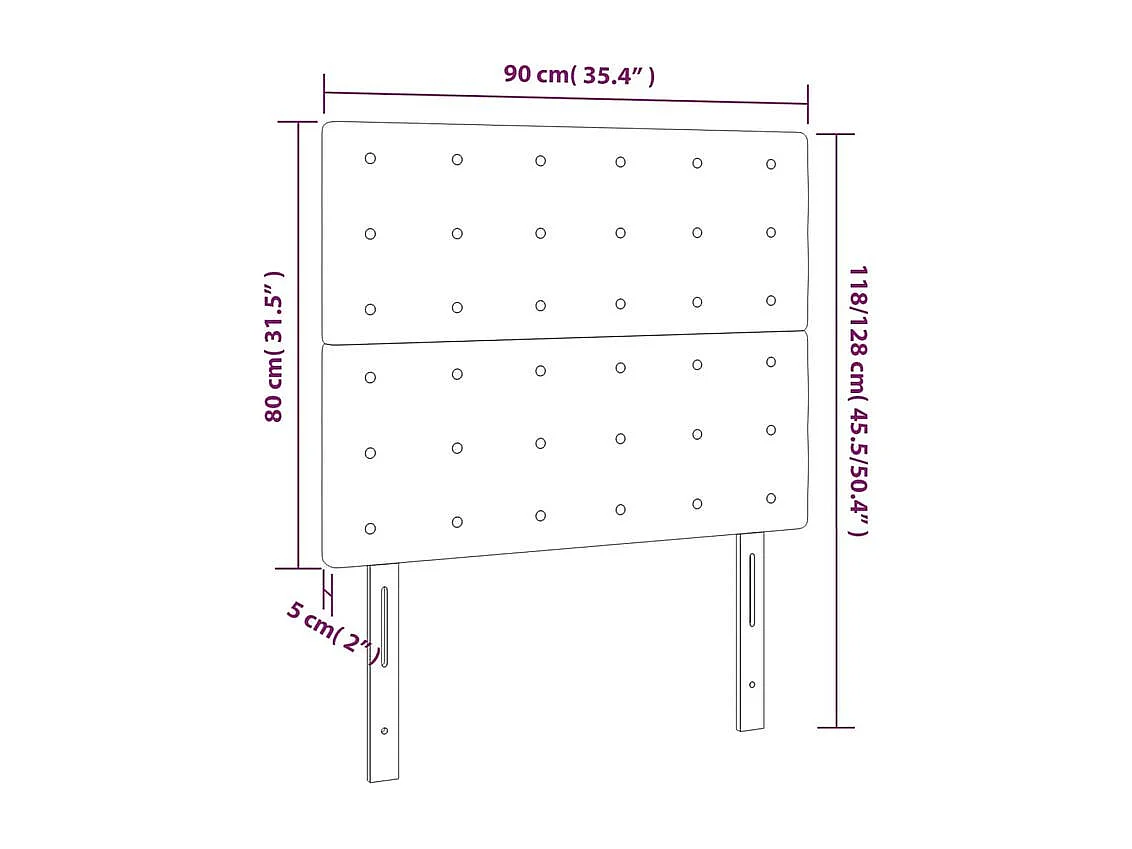 Tête de lit à LED Noir 90x5x118-128 Similicuir